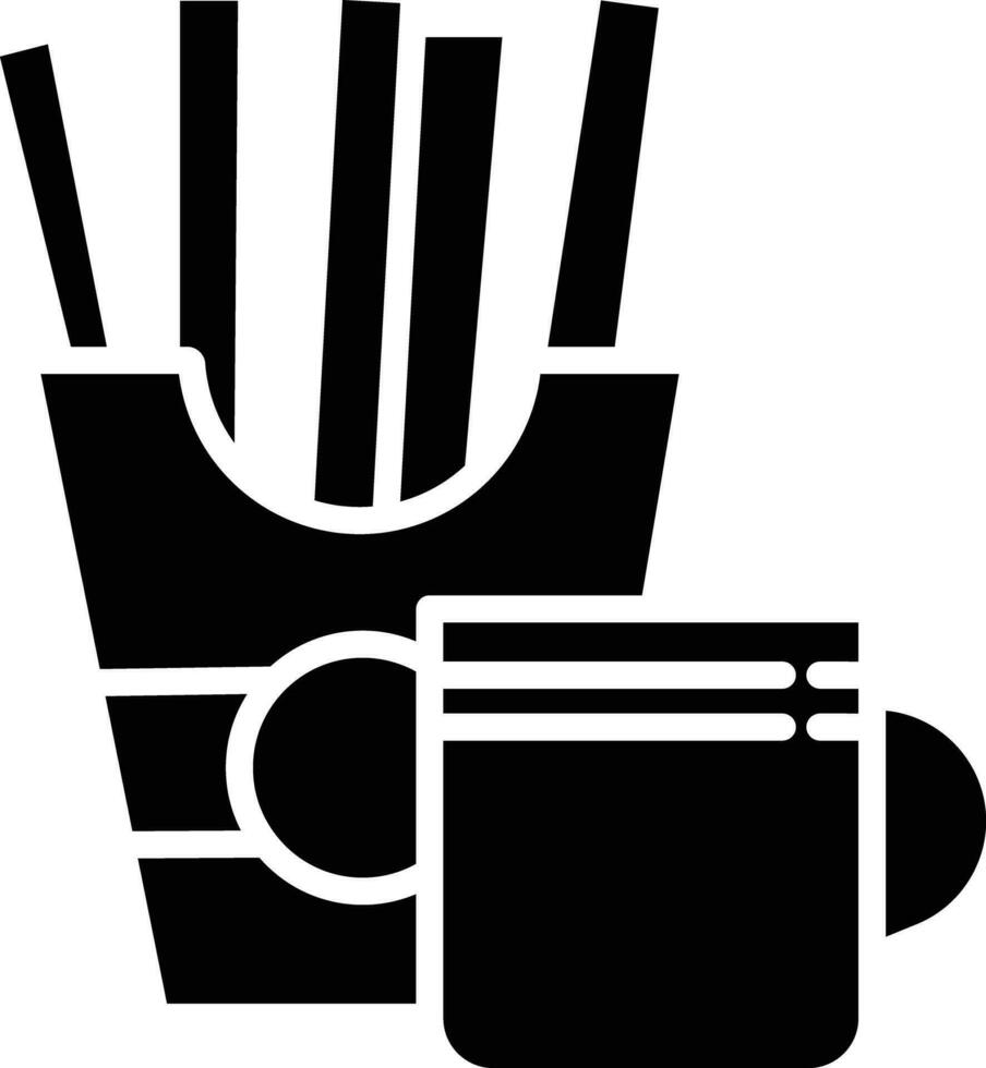 Fries and coffee solid and glyph vector illustration
