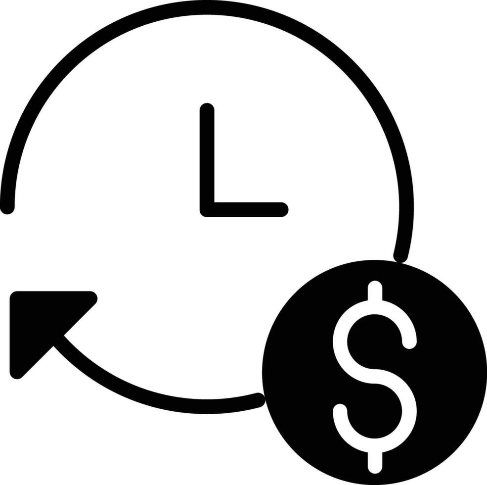 Clockwise dollar solid and glyph vector illustration