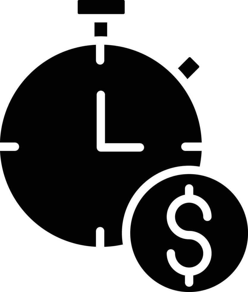 Stopwatch dollar solid and glyph vector illustration