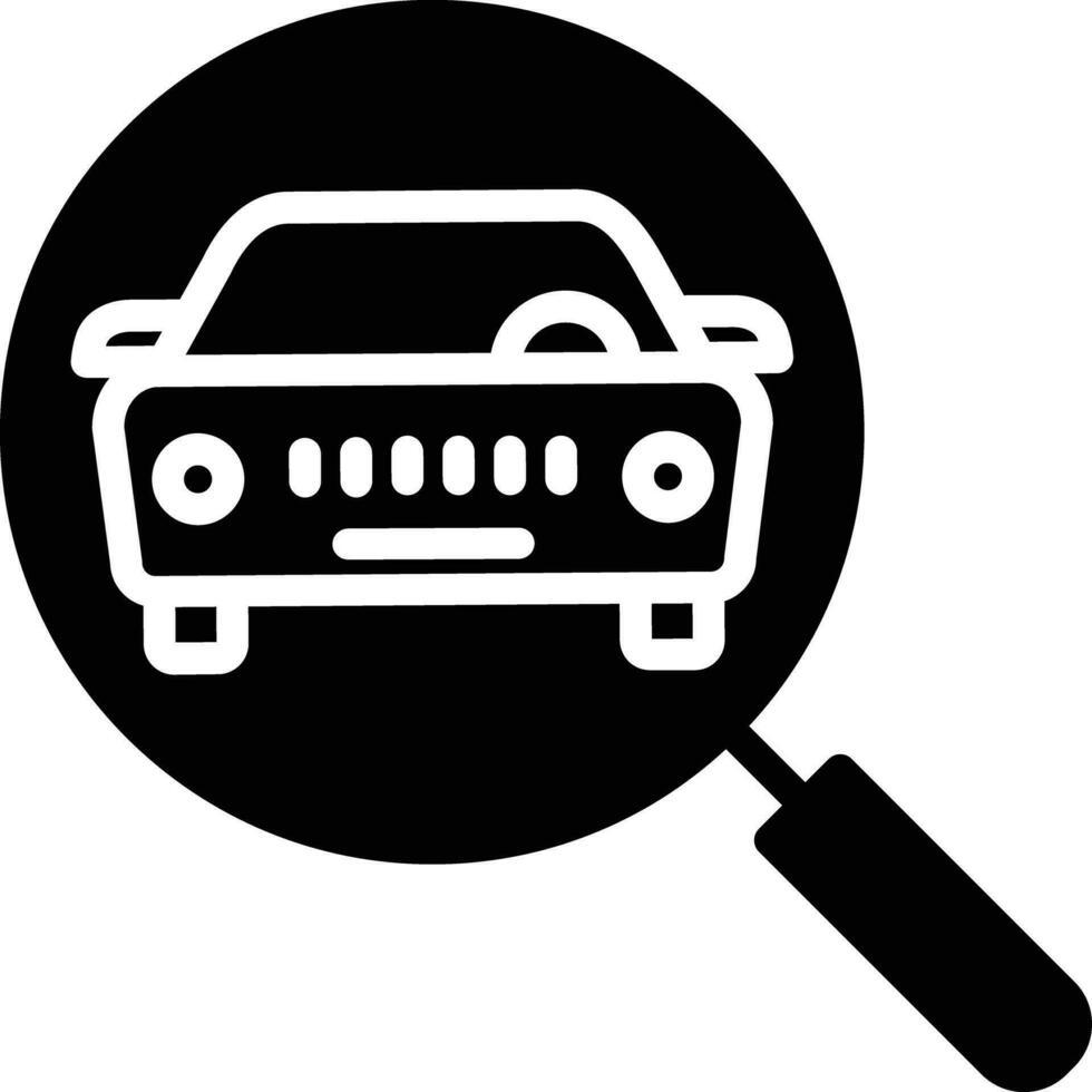 Car Search solid and glyph vector illustration