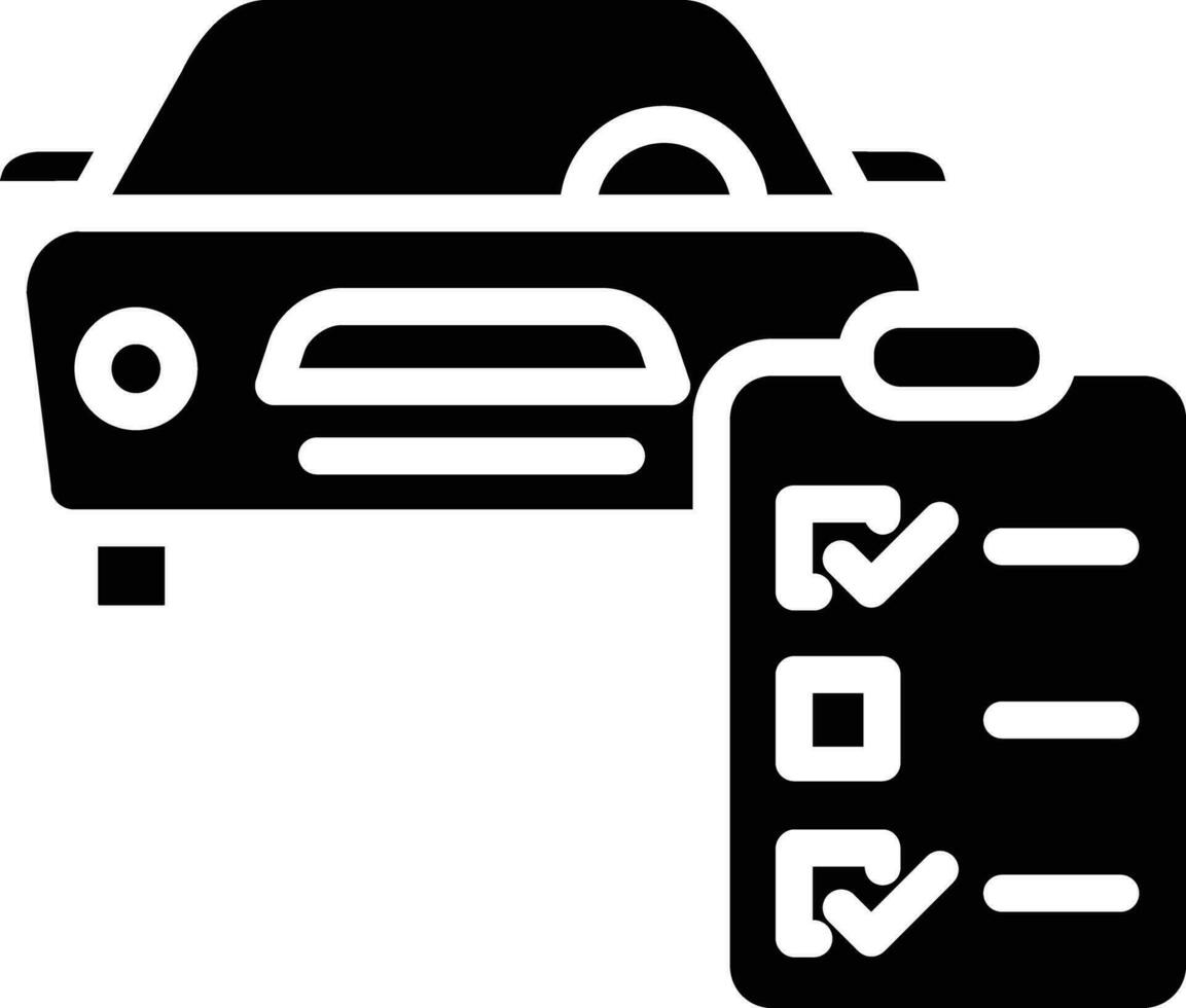 Car Check list solid and glyph vector illustration