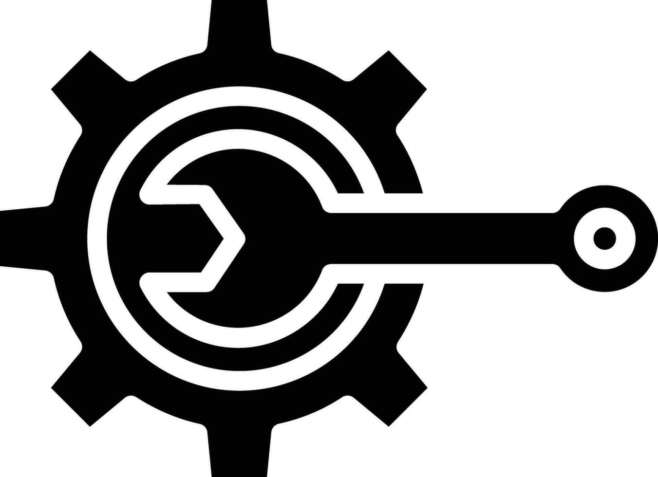 Cog wheel Wrench solid and glyph vector illustration