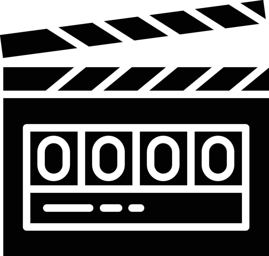 digital clapperboard solid and glyph vector illustration