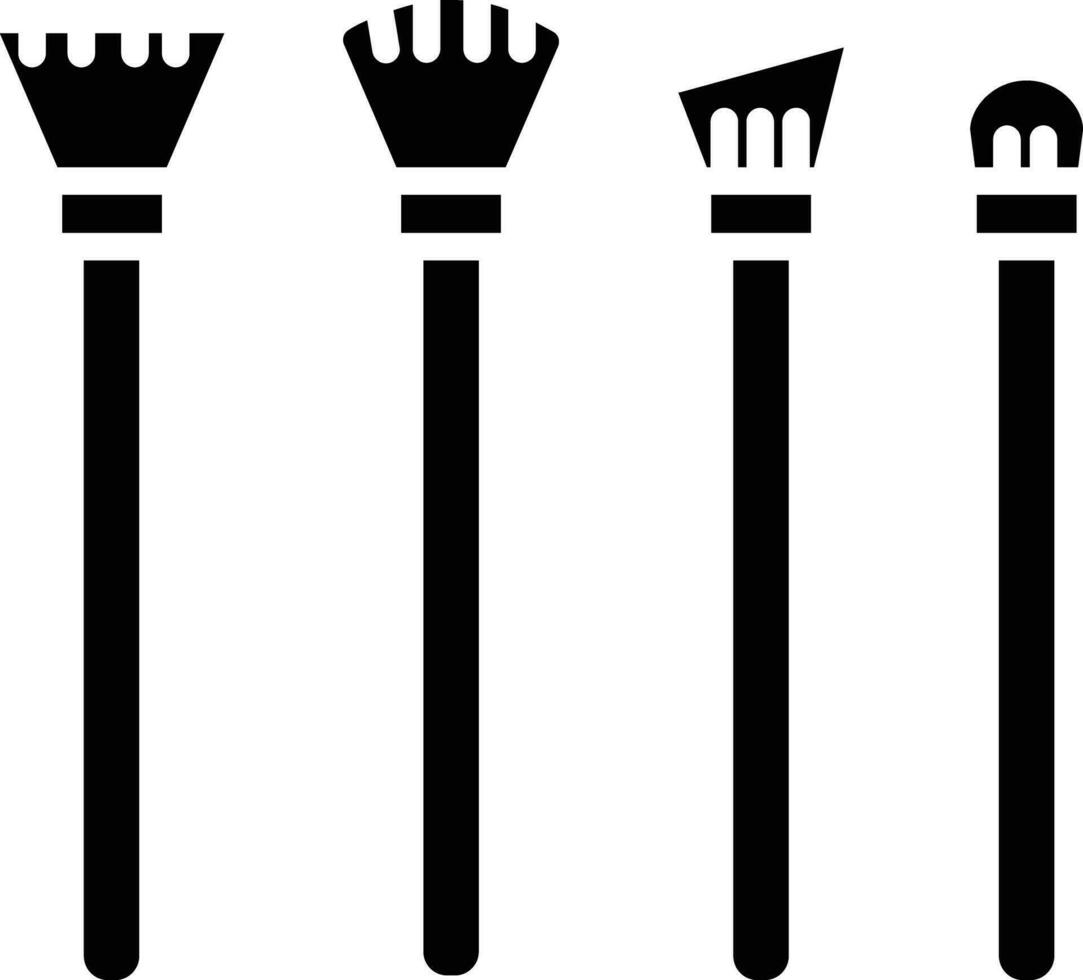 Makeup Brush Set solid and glyph vector illustration