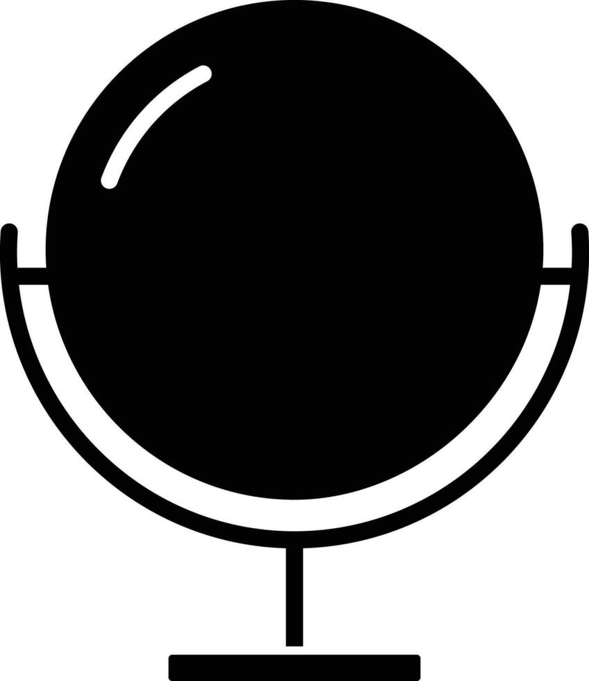 Round Mirror solid and glyph vector illustration