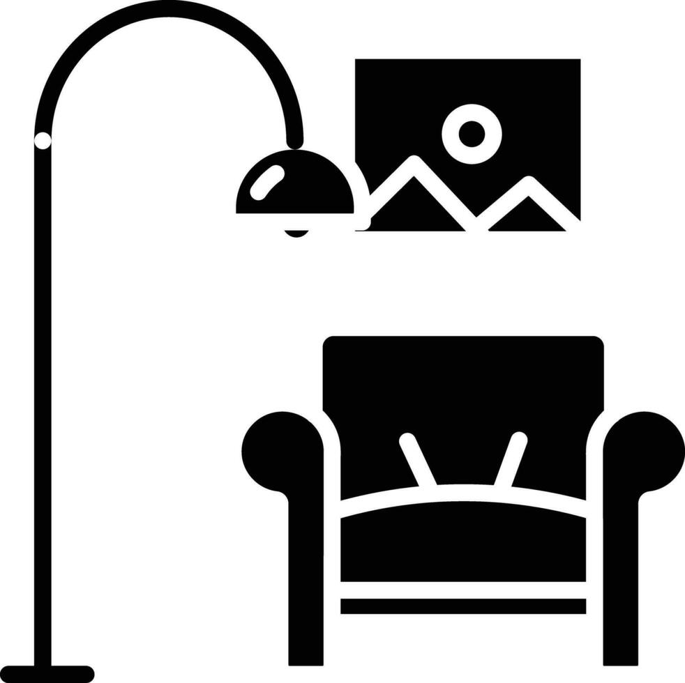 reading sofa chair solid and glyph vector illustration