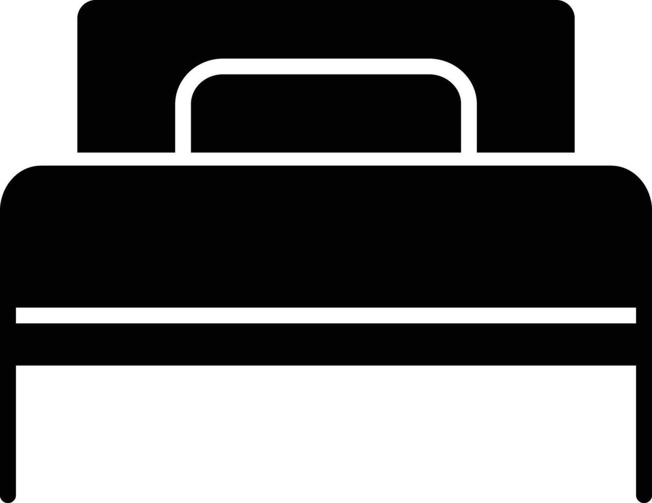 Single Bed solid and glyph vector illustration