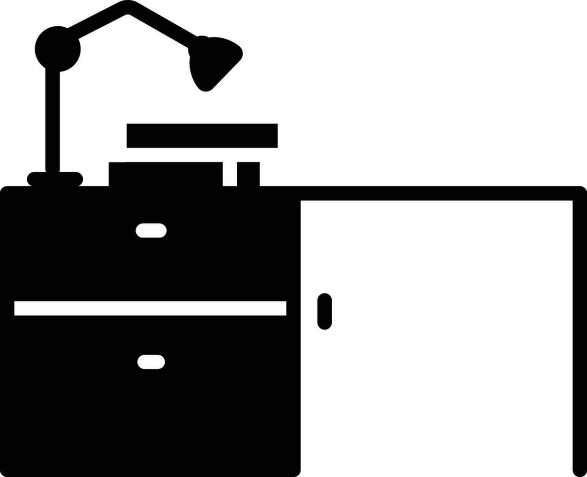 Work desk solid and glyph vector illustration
