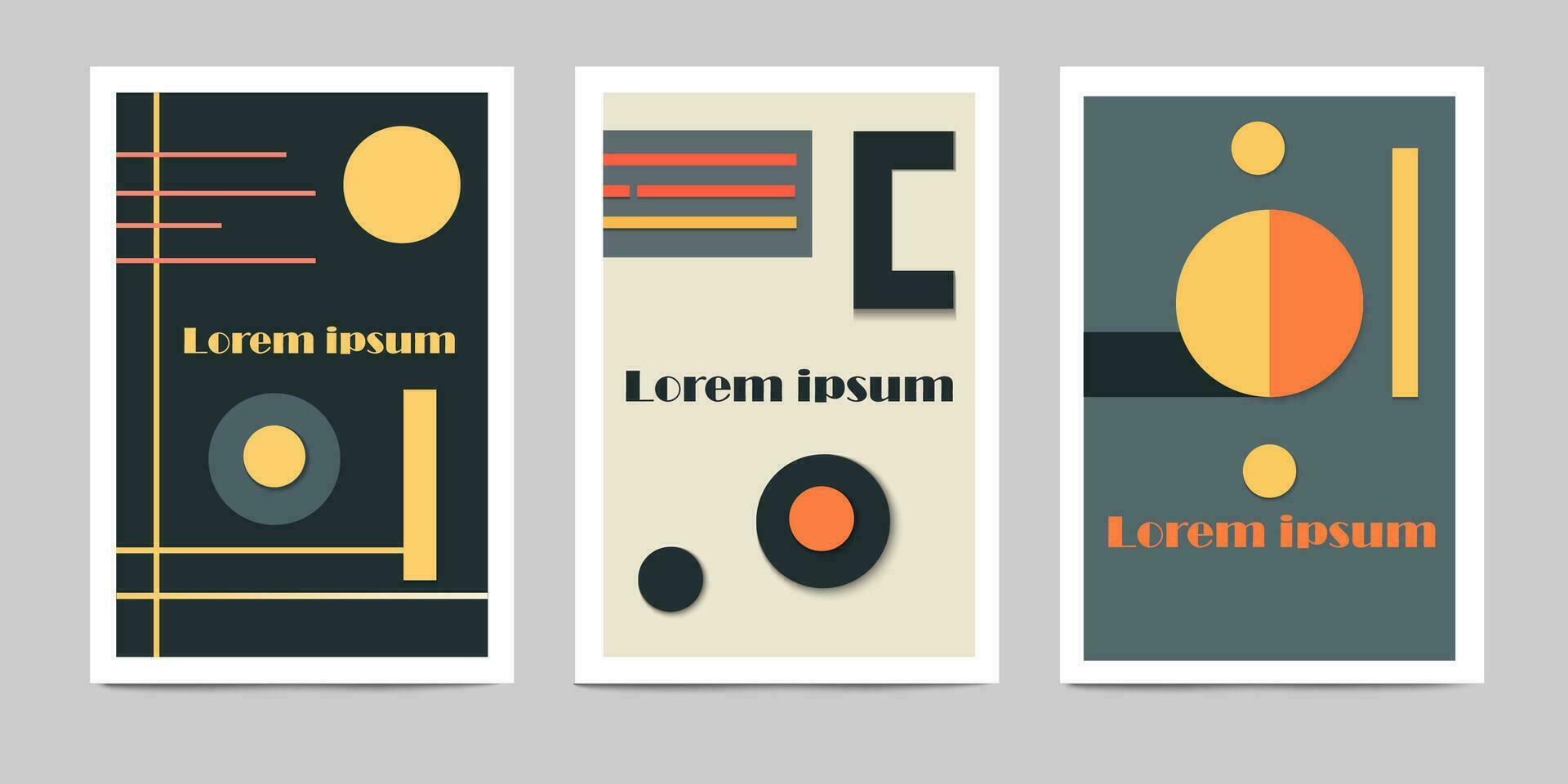 brutalist posters with geometric shapes vector