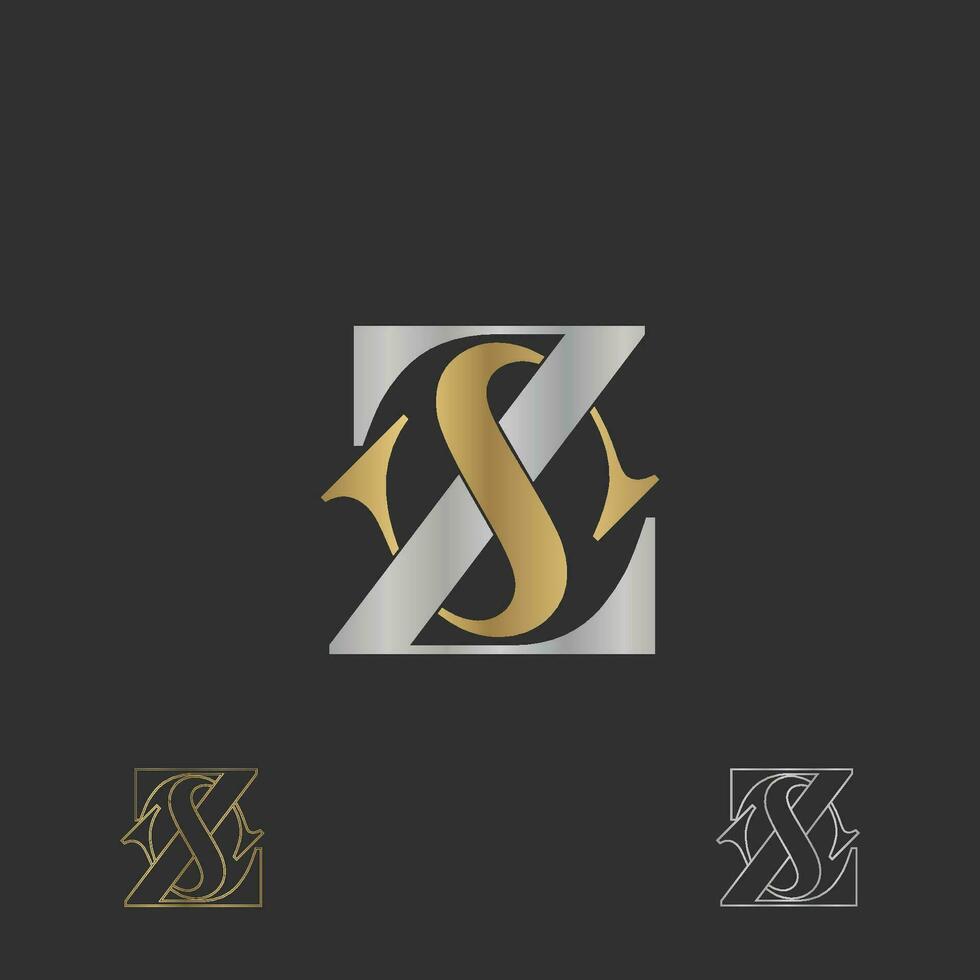 Alphabet Initials logo SZ, ZS, Z and S vector