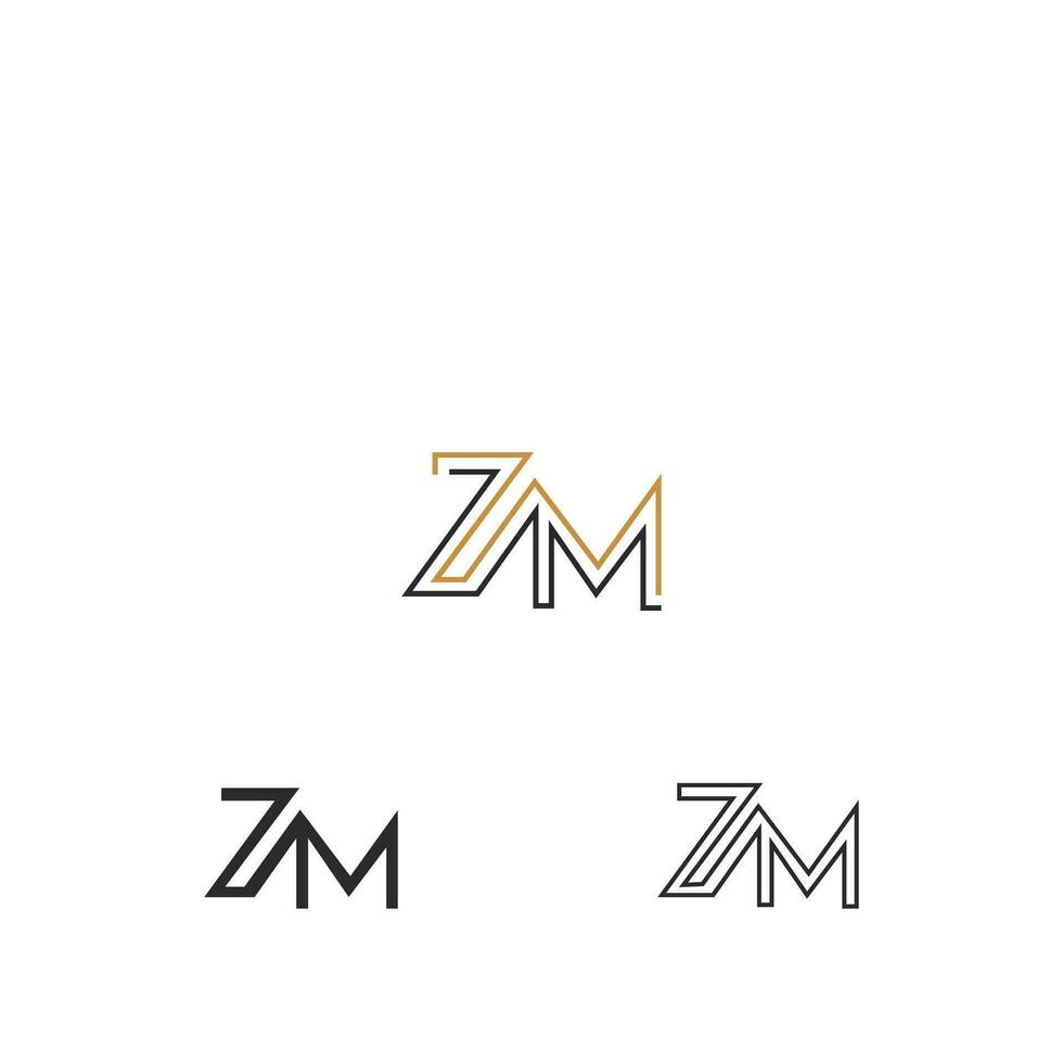 Alphabet Initials logo ZM, MZ, Z and M vector