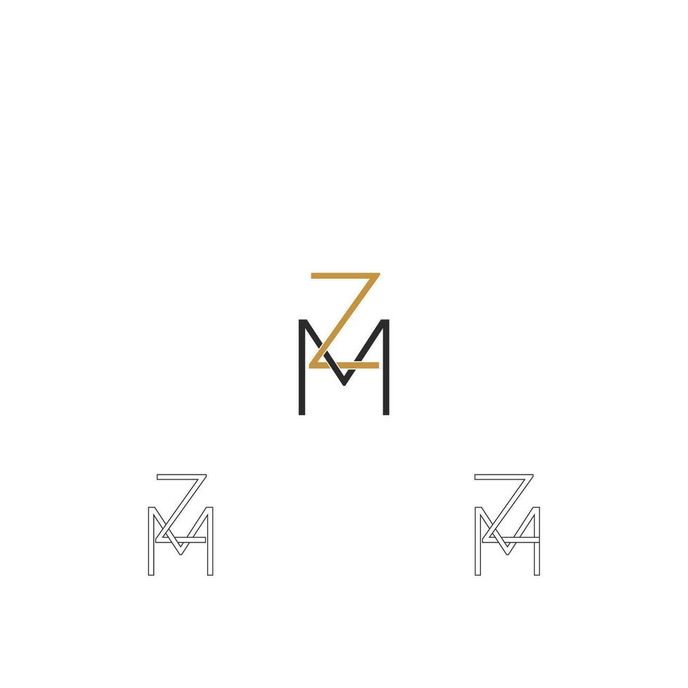 Alphabet Initials logo ZM, MZ, Z and M vector