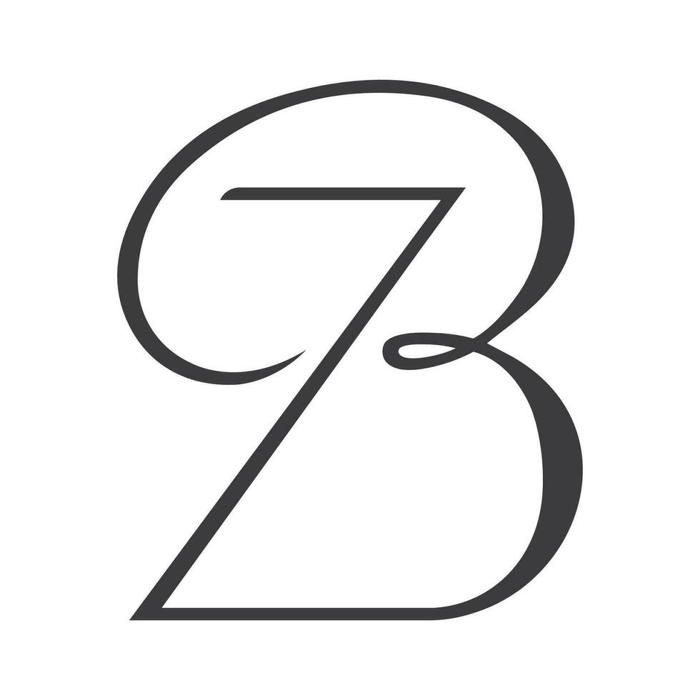 Alphabet letters Initials Monogram logo BZ, ZB, Z and B vector