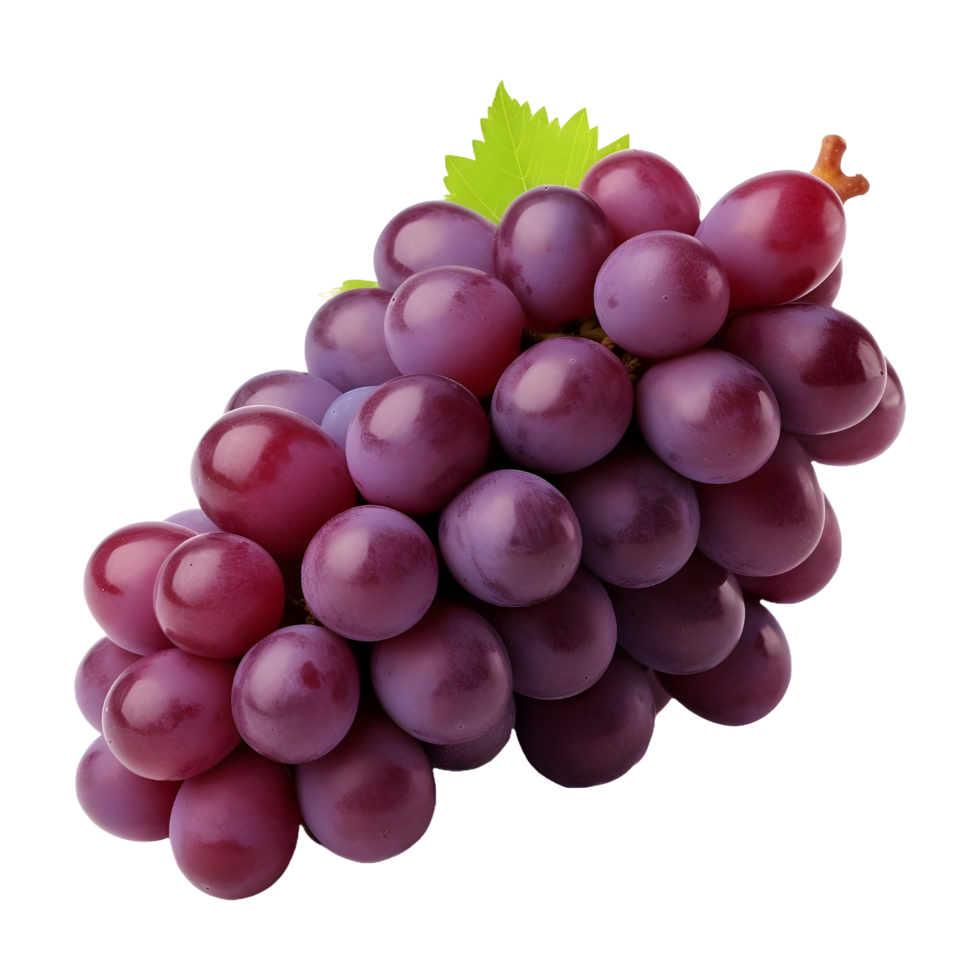 AI generated Purple Grapes with leaves on Transparent background - Ai Generated png