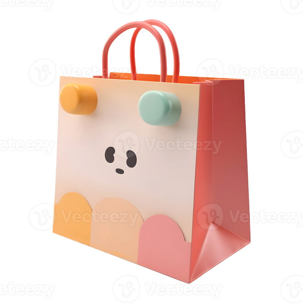 AI generated 3D Rendering of a Colorful Shopping Bag on Transparent Background - Ai Generated png