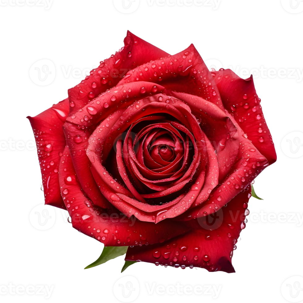 AI generated Red Rose With Water Droplets on Transparent background - Ai Generated png