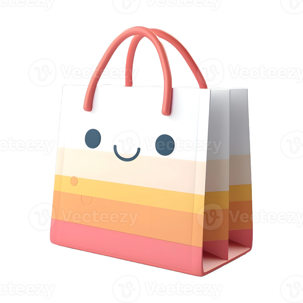 AI generated 3D Rendering of a Colorful Shopping Bag on Transparent Background - Ai Generated png