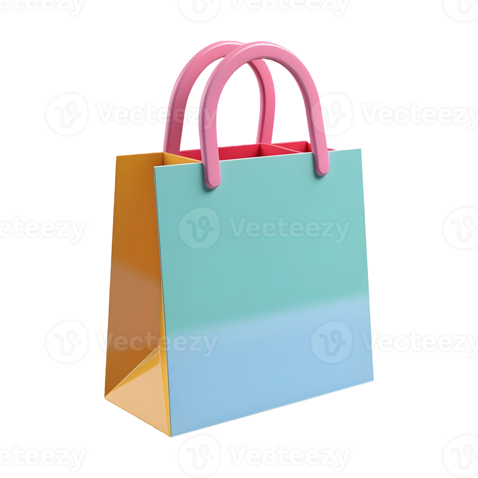 AI generated 3D Rendering of a Colorful Shopping Bag on Transparent Background - Ai Generated png