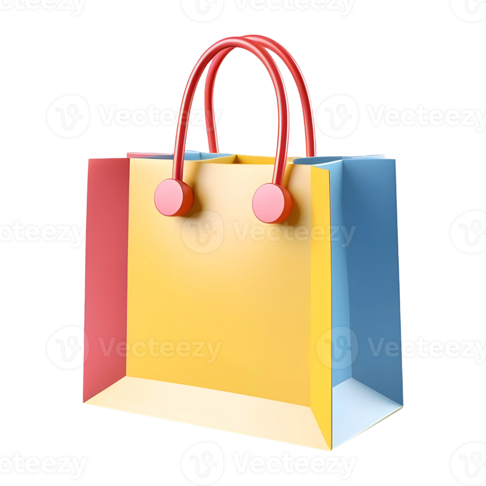 AI generated 3D Rendering of a Colorful Shopping Bag on Transparent Background - Ai Generated png