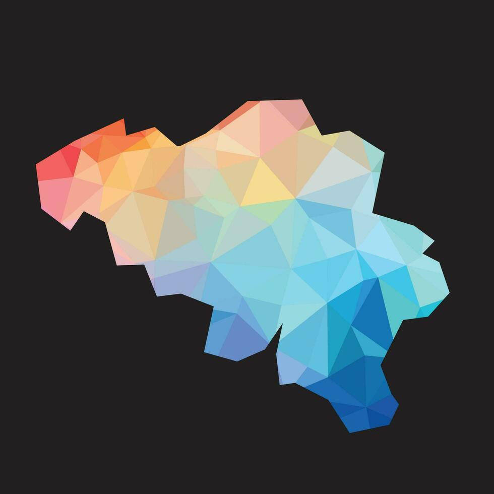 Colorful abstract vector low polygonal of Belgium map.