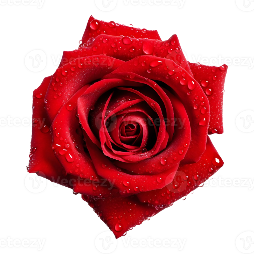 AI generated Red Rose With Water Droplets on Transparent background - Ai Generated png