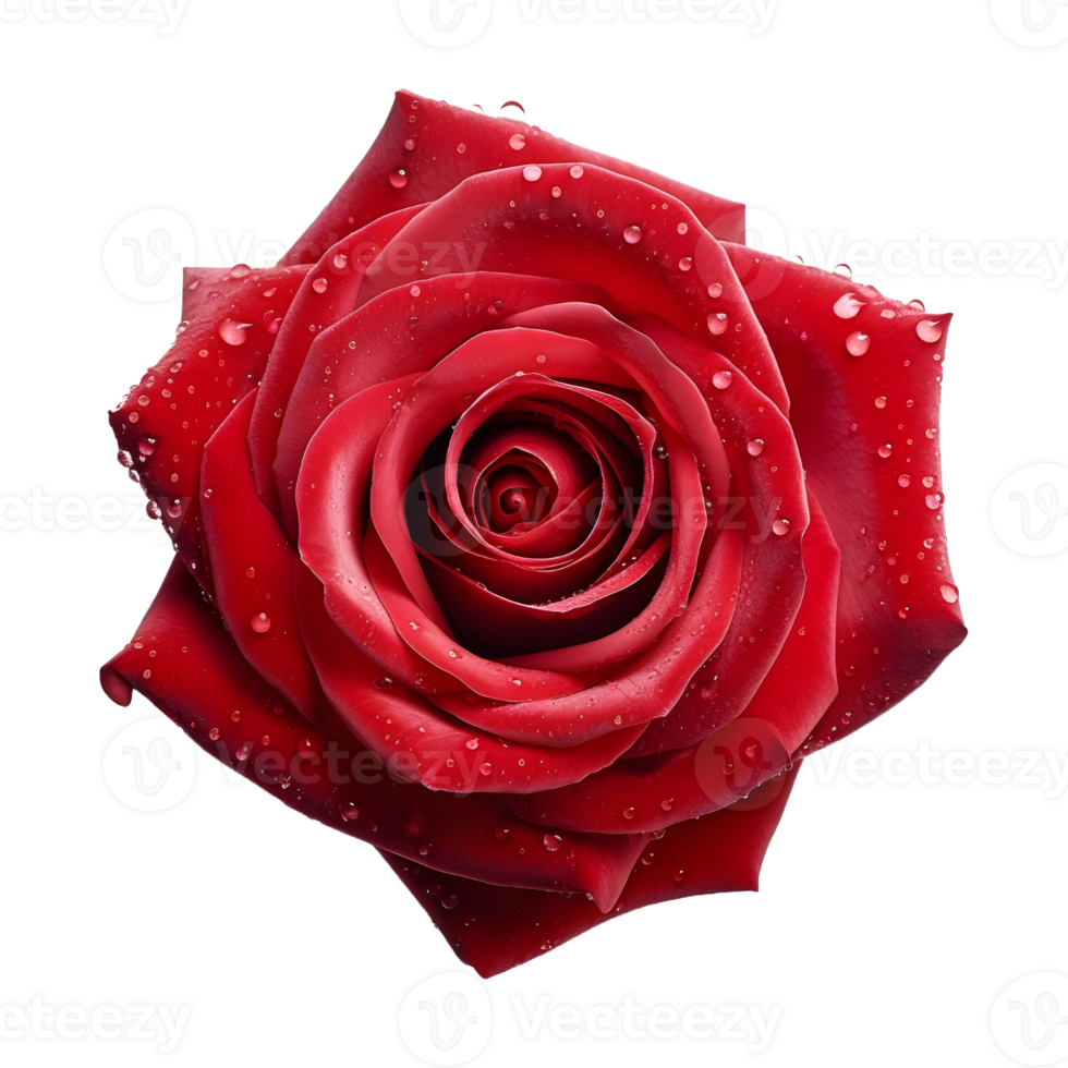 AI generated Red Rose With Water Droplets on Transparent background - Ai Generated png