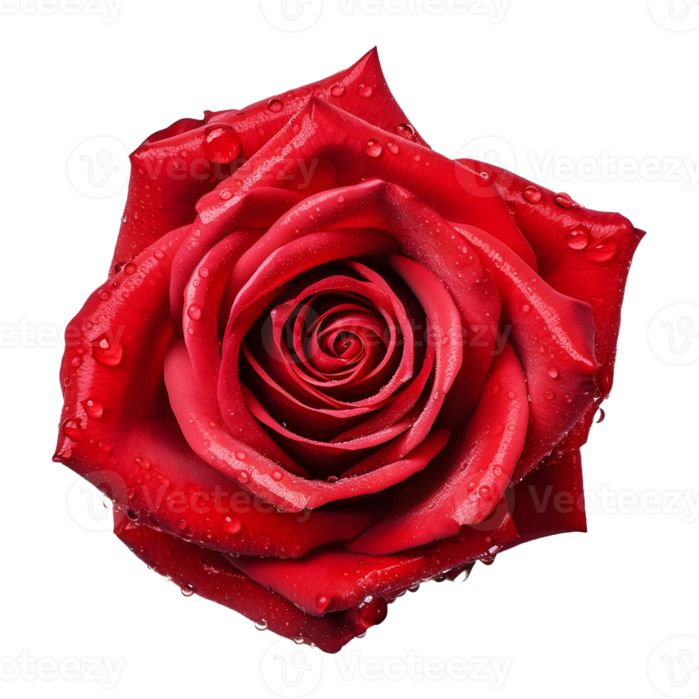 AI generated Red Rose With Water Droplets on Transparent background - Ai Generated png
