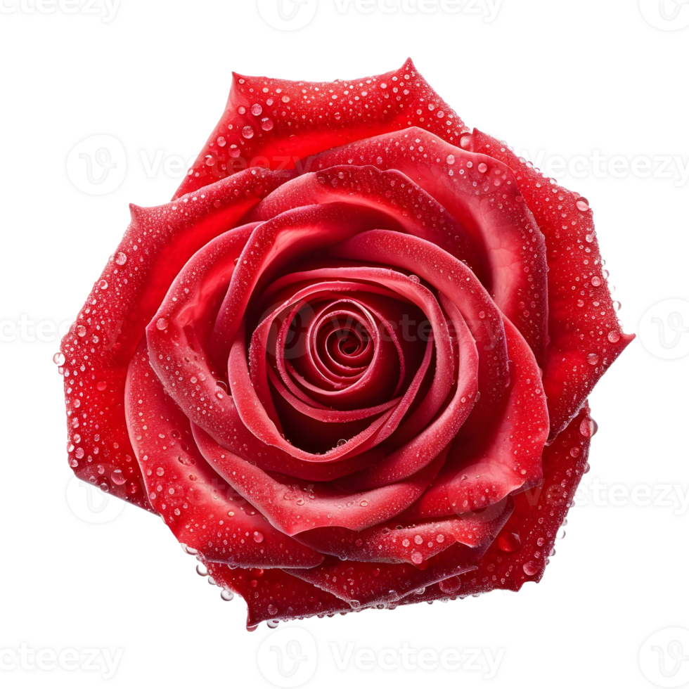 AI generated Red Rose With Water Droplets on Transparent background - Ai Generated png