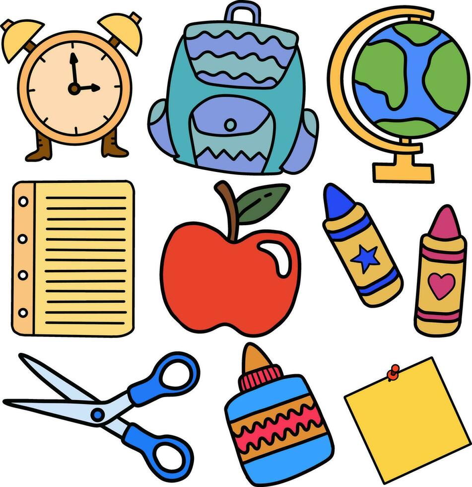 Hand drawn color equipments for templates vector