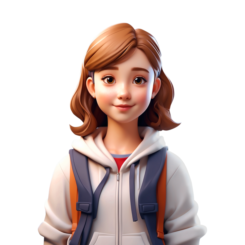 AI generated a girl in a hoodie and backpack png