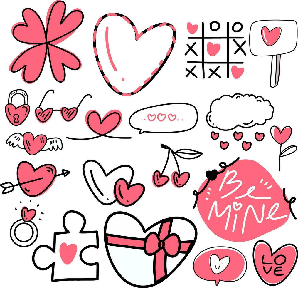 Hand drawn valentine day doodle for templates. vector