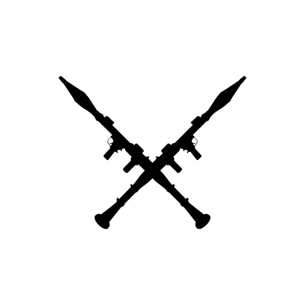 Silhouette of the Bazooka or Rocket Launcher Weapon, also known as Rocket Propelled Grenade or RPG, Flat Style, can use for Art Illustration, Pictogram, Website, Infographic or Graphic Design Element vector