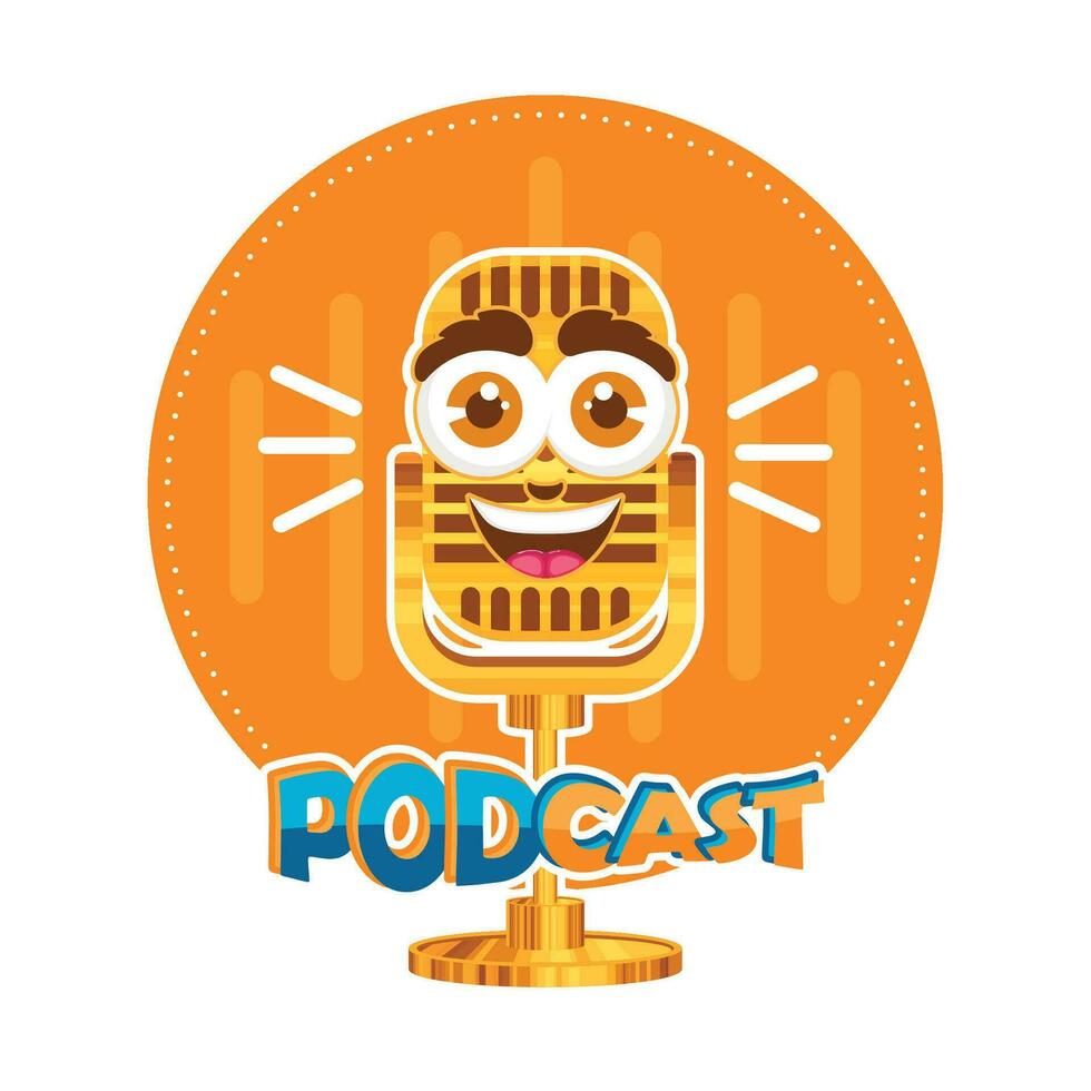 Cute podcast template Vector