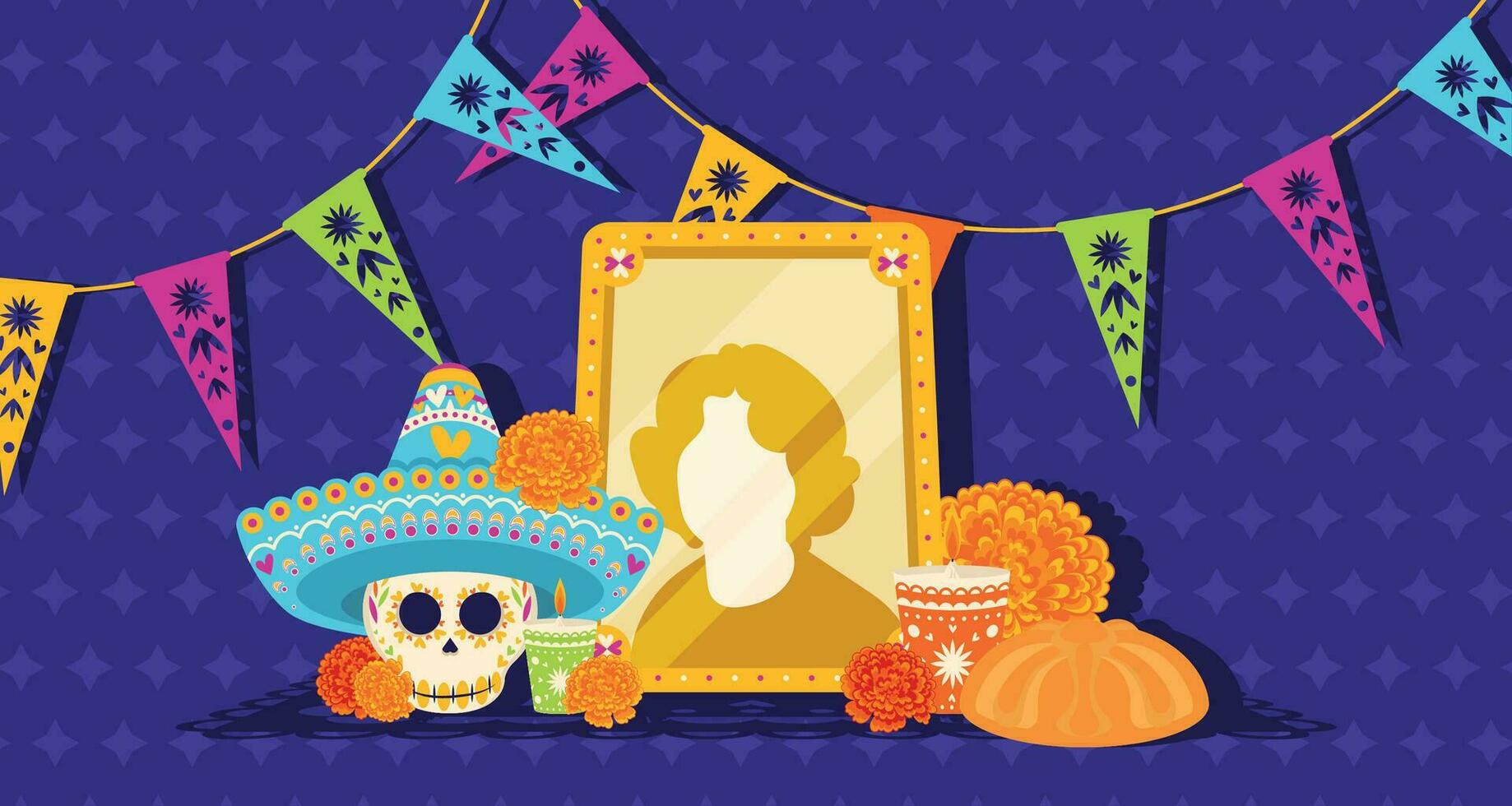 Cute dia de los muertos poster Vector