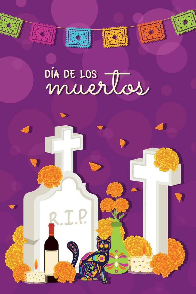 Cute dia de los muertos poster Vector