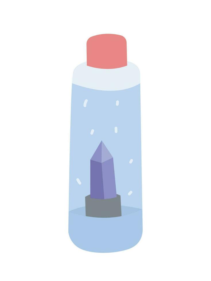 Water bottle with crystal stone vector flat illustration