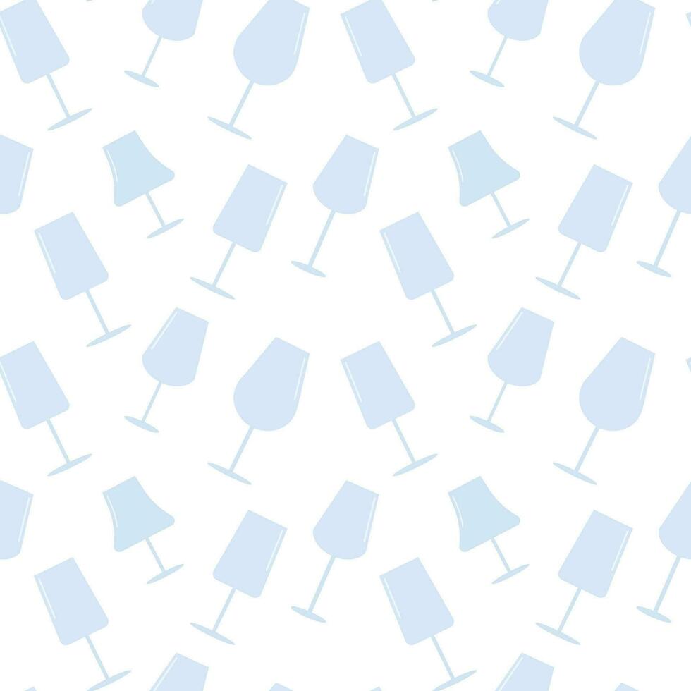 Vector wineglass seamless pattern. Different kinds of  wineglasses flat style pattern