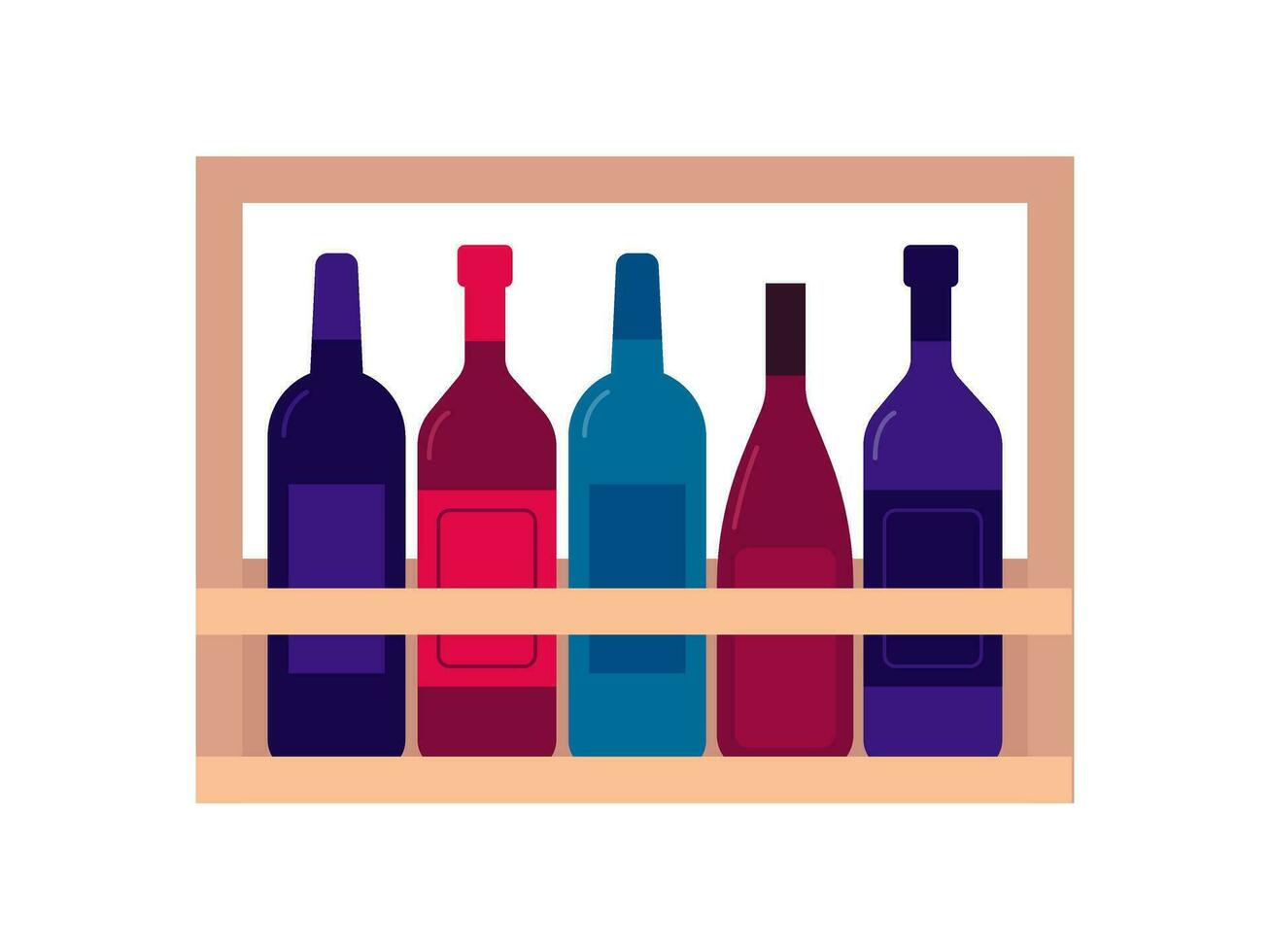 plano estilo vino estante vector ilustración