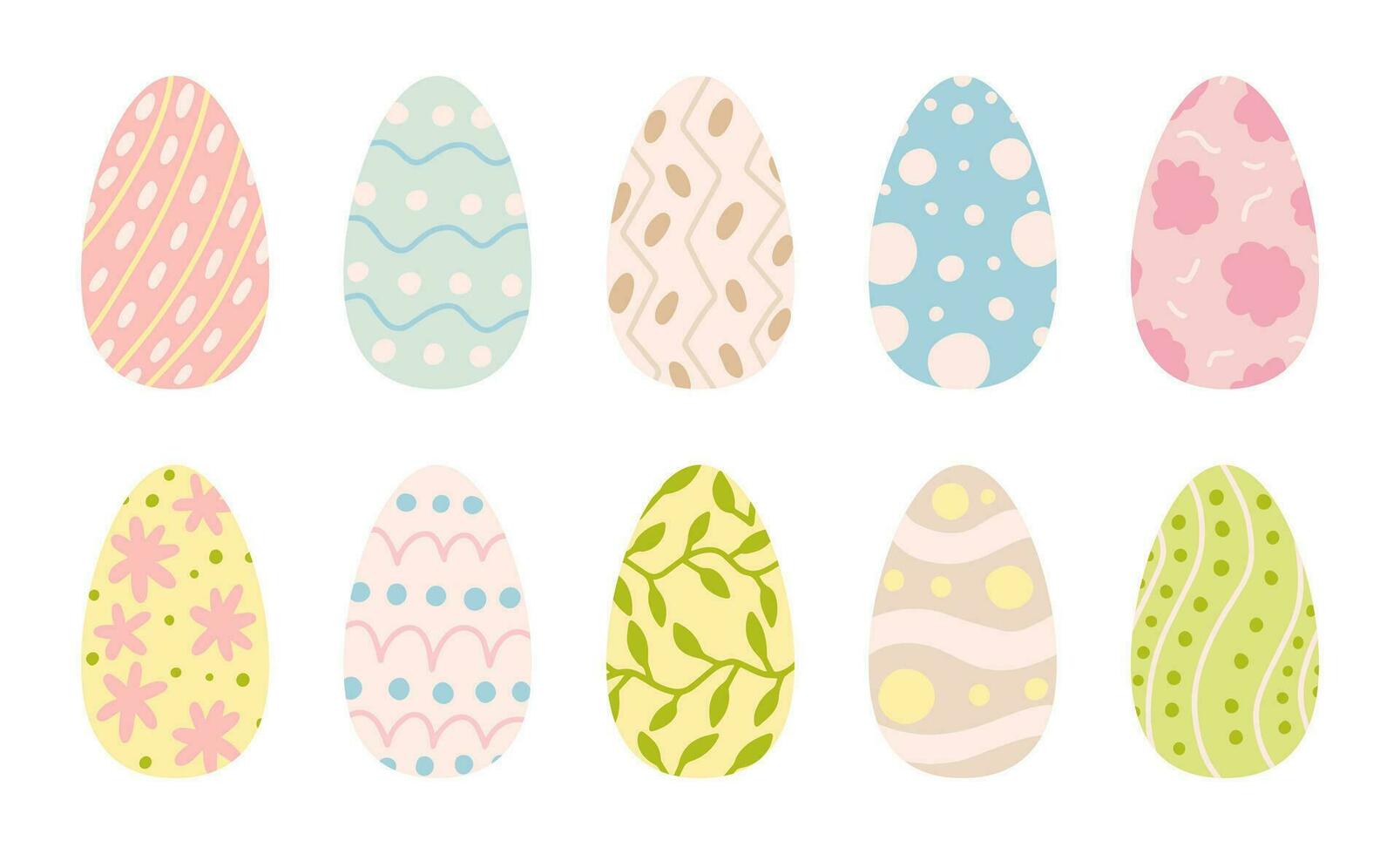 Easter eggs with ornament set. Vector Happy Easter eggs flat style set