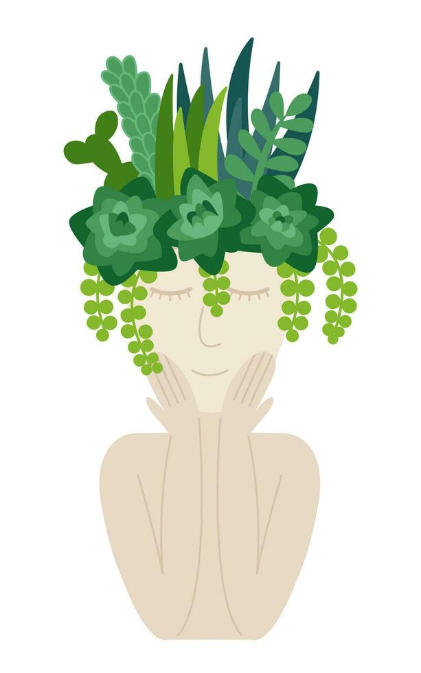 suculento plantas composición en cabeza maceta vector ilustración