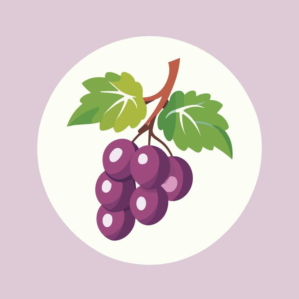 Purple grape cartoon clipart vector illustration
