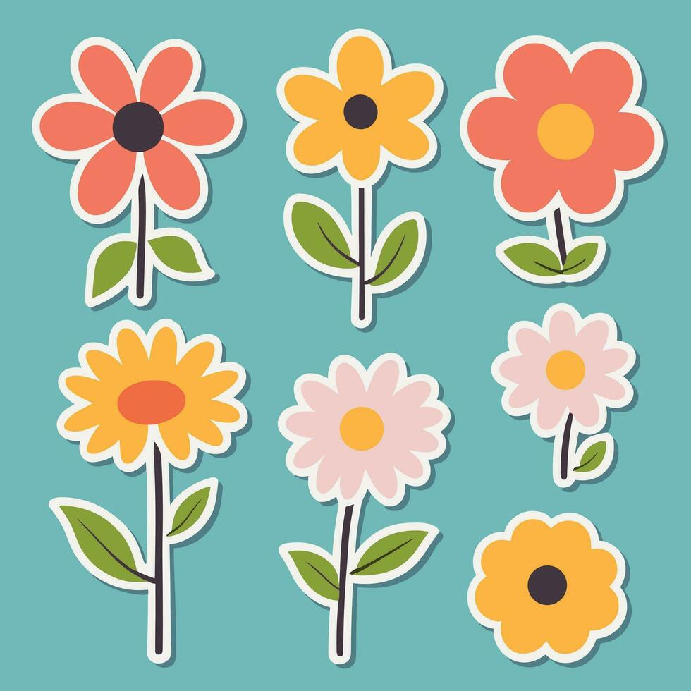 Flower sticker collection vector