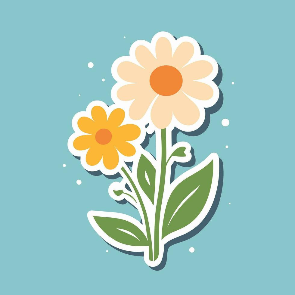 Flower cartoon illustration vector sticker design