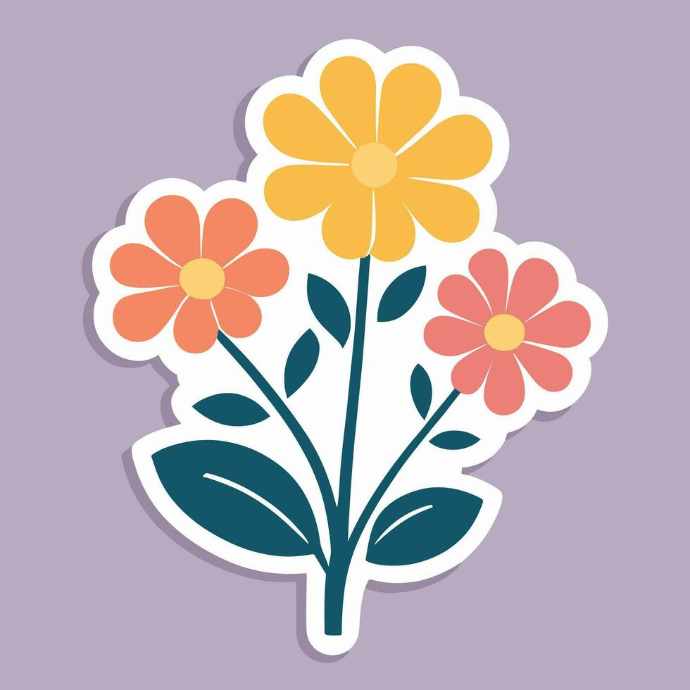 Flower cartoon illustration vector sticker design