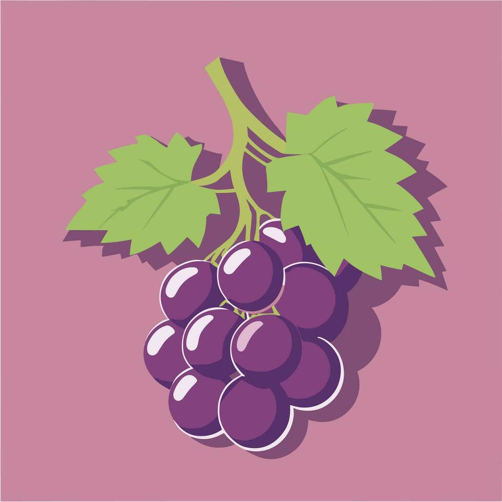 Purple grape cartoon clipart vector illustration