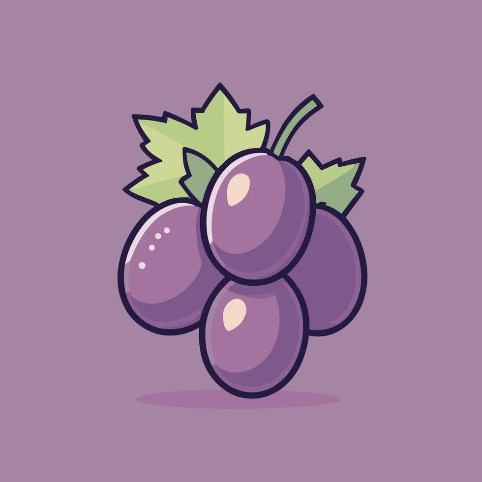 Purple grape cartoon clipart vector illustration