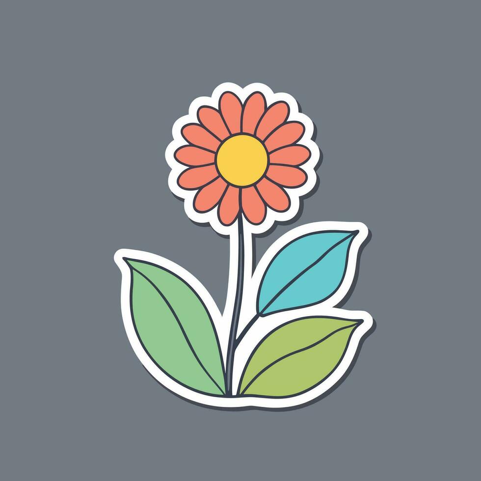 Flower cartoon illustration vector sticker design