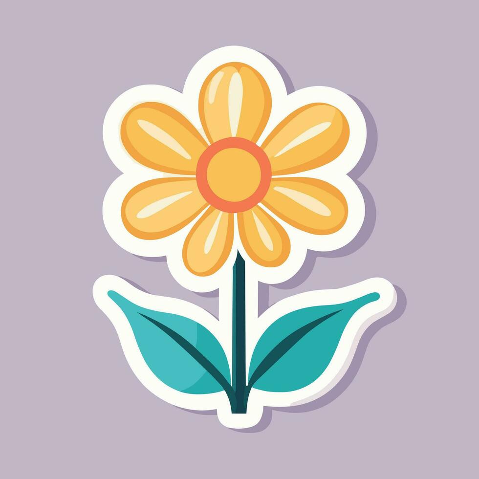 Flower cartoon illustration vector sticker design