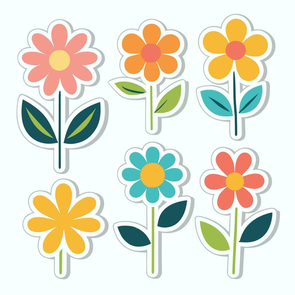Flower sticker collection 36706709 Vector Art at Vecteezy