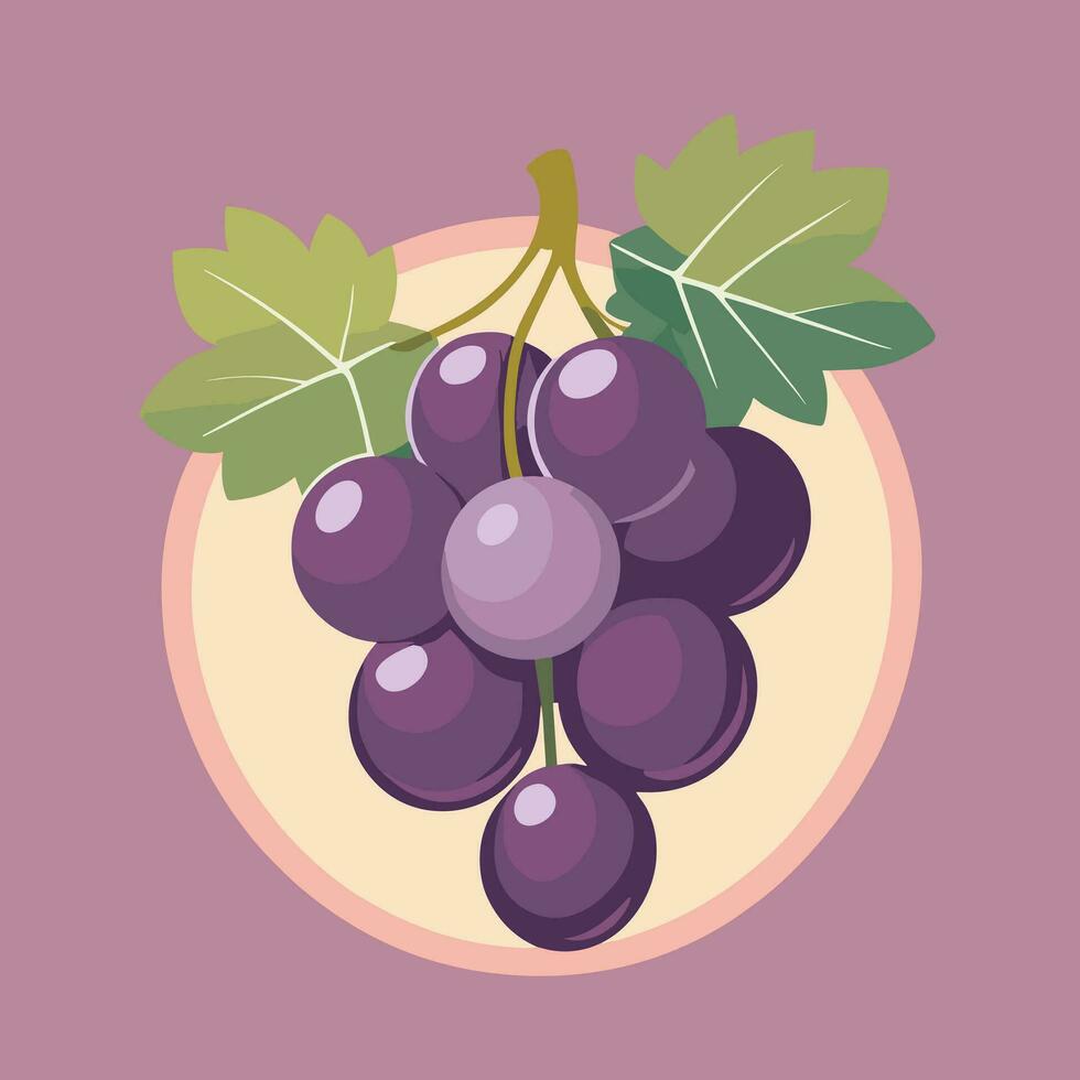 Purple grape cartoon clipart vector illustration
